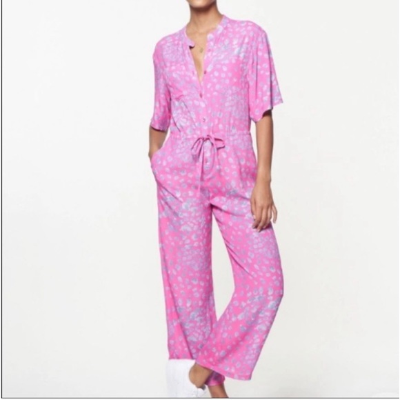 THE KIT. Pants - THE KIT. Issa Jumpsuit Pink with silver spots